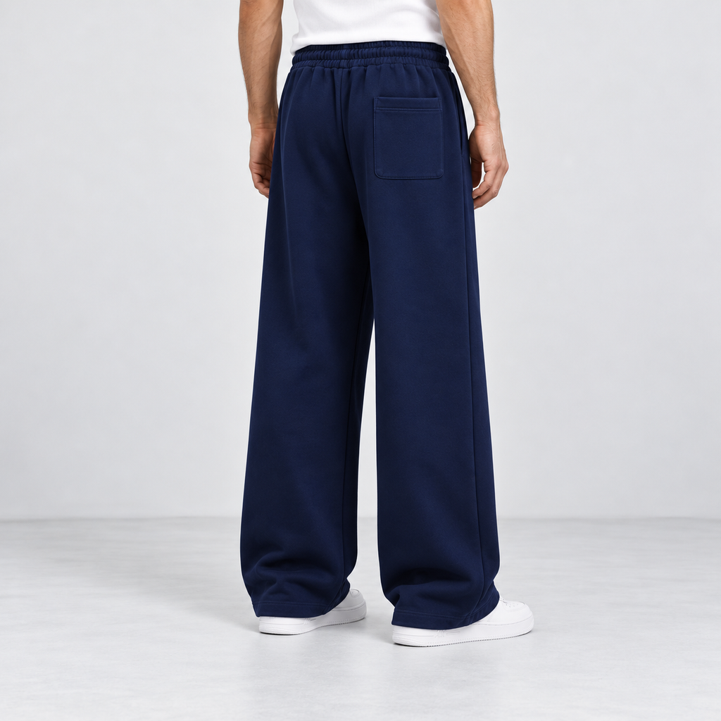 Navy-blue Wide-leg Sweatpants
