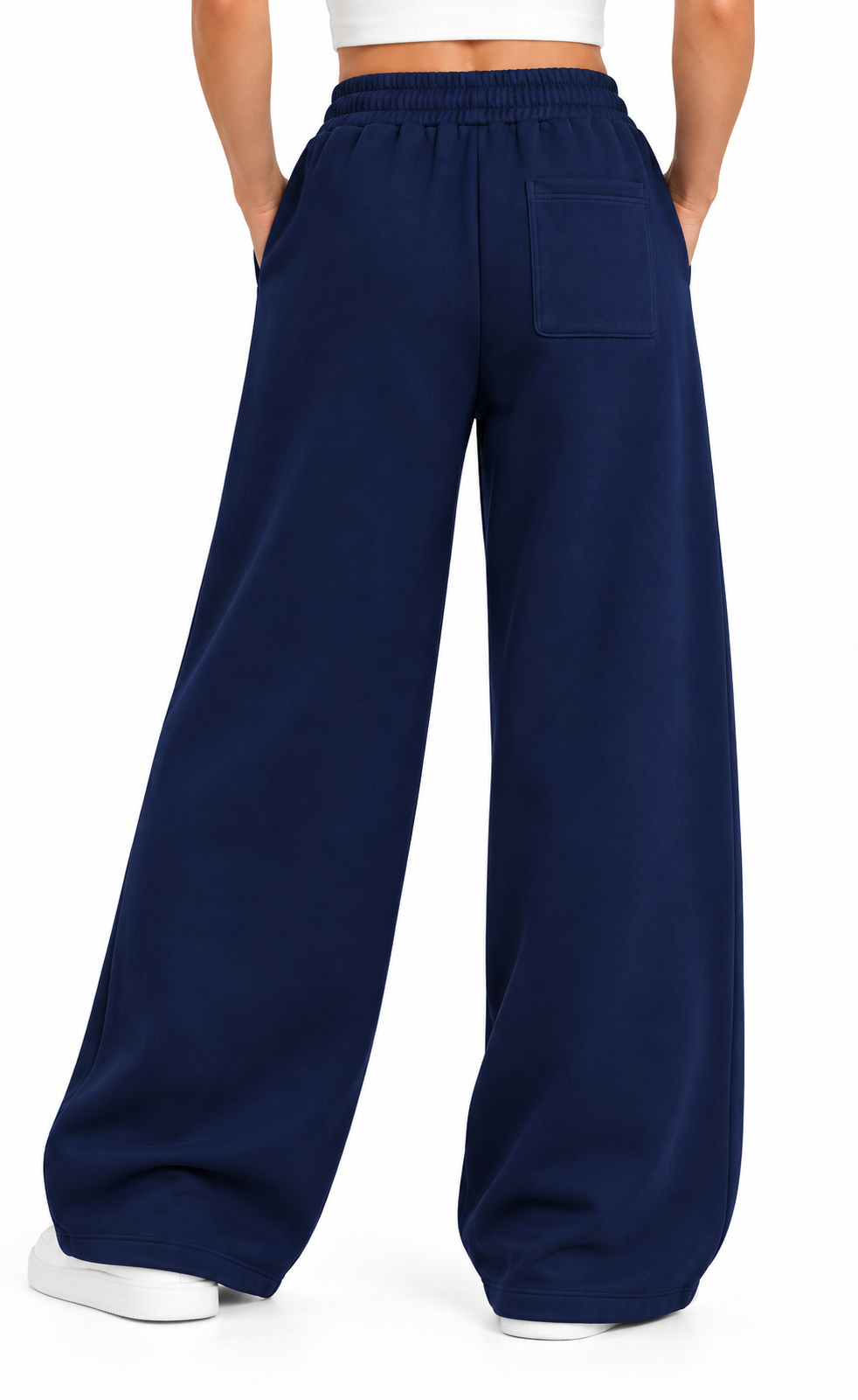 Navy-blue Wide-leg Sweatpants